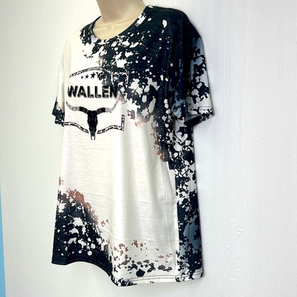 Gildan - Morgan Wallen Cowboy Steer Skull Leppard Bleach T Shirt Size Medium - Picture 6 of 10